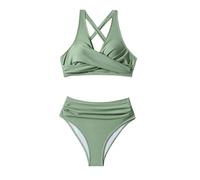 Costume Vita Alta Donna Brasiliana Bikini Sexy Woman New Split Wrap Hollow out Bikini Solid Color Sexy High Waist Two Piece Set Body Donna Elegante Costume Intero Contenitivo