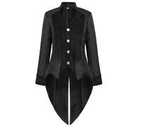 Costume Vittoriano da Uomo, Steampunk Giacca da Uomo Nera, Gotico Tailcoat Con Bottoni Retrò Cappotto Modello Lungo per Halloween e Party Pirati Vampiro Cosplay Uniforme Gentiluomo Blazer per Adulti