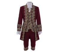 Costume vittoriano rococò del XVIII secolo Re Principe Cosplay Costume da uomo Costume di Halloween Rosso-XXL