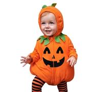 Costume Zucca Neonato con Zucca di Cappuccio Tutina Zucca in Peluche