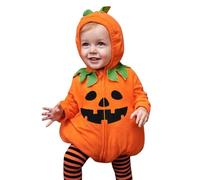 Costume Zucca Neonato con Zucca di Cappuccio Tutina Zucca in Peluche