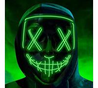Costumed 3x Maschera Halloween Purge LED verde - Maschera di costume controllabile per Halloween, carnevale e feste come costume e travestimento per uomo e donna (selezione di colori) (3x verde)