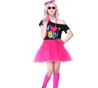 Costumi anni '80 per donne,Abiti anni '80 per donne,Guanti Leggings Tutu Gonna | Costume da cosplay anni '80, set di accessori per costume da Hall
