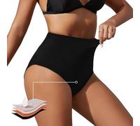 Costumi Assorbenti per Ciclo Bikini Mestruale Donna Slip 4 Strati a Prova di Perdite Costume Mestruale Ragazza, a Vita Alta Costume da Bagno per Ciclo Piscina Durante, 8 Colori (01-Nero, S)