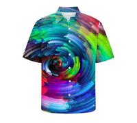 Costumi Carnevale Uomo Camicia,Camicia a Maniche Corte Stampata in 3D da Uomo Casual per Le Vacanze e la Moda in Riva al Mare
