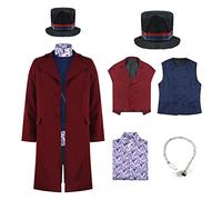 Costumi Cosplay per Anime Chocolate Factory Uomo Willy Frac Giacca Gilet Camicia Cappello Set Adulto Halloween Completo Outfit