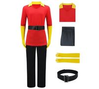 Costumi Cosplay per Anime da Uomo Gaston The Beast Gaston Maglietta Pantaloni Abiti con Cintura Guanti Halloween Uniformi da Cacciatore