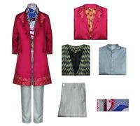 Costumi Cosplay per Anime da Uomo Willy Deluxe Tuxedo Giacca Camicia Gilet Pantaloni Outfit con Sciarpa Stampata Halloween Carnevale Completo