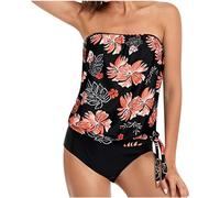 Costumi da bagno a fascia da donna con vendita nel Regno Unito Due pezzi senza spalline Tankini Set controllo pancia Costumi da bagno stampa vintage canotta e pantaloncini a vita alta costume da bagno