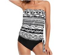 Costumi da bagno a fascia da donna con vendita nel Regno Unito Due pezzi senza spalline Tankini Set controllo pancia Costumi da bagno stampa vintage canotta e pantaloncini a vita alta costume da bagno