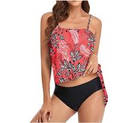 Costumi da bagno a fascia da donna con vendita nel Regno Unito Due pezzi senza spalline Tankini Set controllo pancia Costumi da bagno stampa vintage canotta e pantaloncini a vita alta costume da bagno