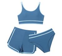 Costumi da Bagno Bikini per Ragazze con Pantaloncini Set Bikini per Bambini in 3 Pezzi Costumi da Bagno Sportivi Costumi da Bagno per Bambina