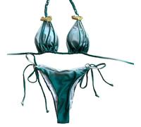 Costumi da bagno da donna alla moda Split 2025 accento Tre punti regolabile legato confortevole asciugatura rapida spiaggia essenziale due pezzi costume da bagno