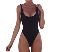 Costumi da bagno da donna dimagranti di un pezzo modesto controllo della pancia aperto indietro costumi da bagno per donna formosa tettona sexy, Nero , XL