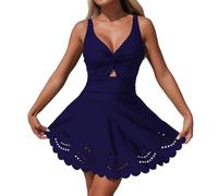 Costumi da Bagno da Donna-Elegante Costume da Bagno con Lacci Regolabili E Reggiseno con Coppa Morbida Incorporato per (Blue, L)