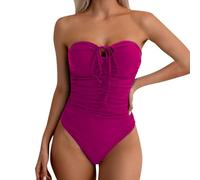 Costumi da Bagno Donna Interi Senza Spalline con Controllo della Pancia Push Up Imbottito Costume Intero Contenitivo Piscina Elegante Curvy Brasiliana Costume Mare Un Pezzo Spiaggia Estate Beachwear