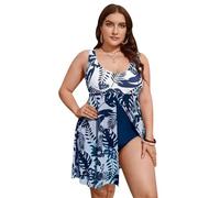 Costumi da Bagno Donna Interi Vestito Costume da Bagno Bikini Intero Piscina Mare Nuoto Surf Spiaggia Imbottito Monokini Donna Curvy Swimsuit Swimwear Bathing Suit Women Estivi Taglie Forti Blu 3XL