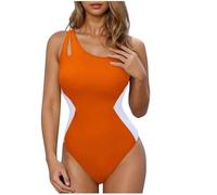 Costumi da Bagno Donna Intero Modellante 2025 Costumi Interi Sexy Push Up Brasiliana Trikini Eleganti Bikini Vita Alta Swimsuit Monokini Beach con Controllo della Pancia Zafferano L