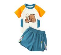 Costumi da Bagno e Slip da Nuoto per Ragazzi, Un Completo Estivo da Bagno a Due Pezzi con Protezione Solare e Asciugatura Rapida,Orange1,140cm