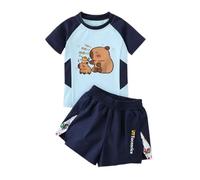 Costumi da Bagno e Slip da Nuoto per Ragazzi, Un Completo Estivo da Bagno a Due Pezzi con Protezione Solare e Asciugatura Rapida,Blue1,130cm