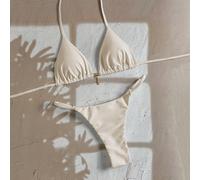 Costumi da bagno estivi da donna, con ciondolo in metallo, imbracatura e set a perizoma, bikini sexy L,M,S,XS,XXSColore unicoTessuto