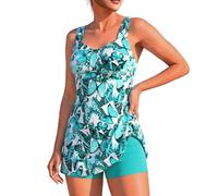 Costumi da Bagno Interi con Pancera Modellante Imbottito di Comode Gonnellino Colorati Arricciato Be V Stampa Triangoli Pancera Bagnina Scoperte Calzoncino Double Perla Preformati Semplici