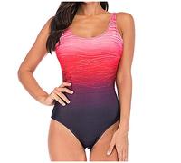 Costumi da bagno interi per le donne competitive atletiche classiche Racerback Costumi da bagno con controllo della pancia imbottito Costumi da bagno di base stampati abbigliamento da spiaggia, rosa