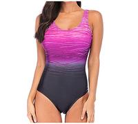 Costumi da bagno interi per le donne competitive atletiche classiche Racerback Costumi da bagno con controllo della pancia imbottito Costumi da bagno di base stampati abbigliamento da spiaggia, Viola