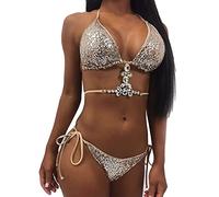 Costumi da Bagno Push Donna con Paillettes Costume da Bagno Brasiliano Beach Up Patchwork Bikini Costumi da Bagno Tankinis Set Costume Quadretti