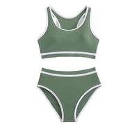 costumi da bagno ragazze, bikini 2 pezzi ragazza, Top a canotta e slip A triangolo per bambina con spalline regolabili in tinta unita Costumi Da Bagno Per Ragazze Bambine Due (Army Green, 6-7 Years)