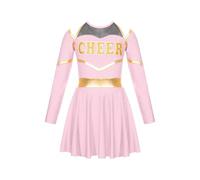 Costumi da cheerleader for bambini Abito uniforme da cheerleader scolastico for bambini Set di vestiti for la squadra di applausi for la competizione di ballo per la Danza Delle Cheerleader(Pink,6)
