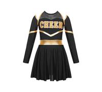 Costumi da cheerleader for bambini Abito uniforme da cheerleader scolastico for bambini Set di vestiti for la squadra di applausi for la competizione di ballo per la Danza Delle Cheerleader(Black,10)