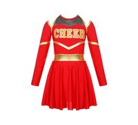 Costumi da cheerleader for bambini Abito uniforme da cheerleader scolastico for bambini Set di vestiti for la squadra di applausi for la competizione di ballo per la Danza Delle Cheerleader(Red,10)