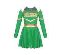 Costumi da cheerleader for bambini Abito uniforme da cheerleader scolastico for bambini Set di vestiti for la squadra di applausi for la competizione di ballo per la Danza Delle Cheerleader(Green,10)