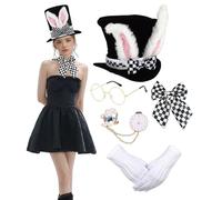 Costumi da Coniglietto Pasquale, Set di Accessori Coniglietto con Cappello, Papillon, Guanti,Occhiali,Spilla,Accessori per Feste a Tema Carnevale Pasqua Matrimonio Alice nel paese delle meraviglie