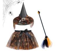 Costumi da di Halloween per Bambine | Kit di Accessori per il Costume da con la Scopa e la Gonna per Cosplay - Regolabile Per Feste Halloween Fotografie Tematiche Carnevale