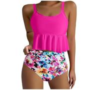 Costumi da Mare Donna Costumi Donna Interi Tankini da Bagno per Canotta con Volant E Costume Bagno Estivo Carini Lovable Bikini Triangolo (Hot Pink XXL)