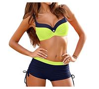 Costumi da Piscina Donna Perizoma 2 Pezzi Push Up Abiti da Spiaggia Mare Swimwear Ferretto Bikini-Set Slip Vita Alta Estate Comodo Triangolo Bikini con Pantaloncino