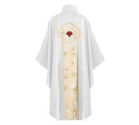 costumi da sacerdote uomo clero misura chiesa pastore abito celebrante vestito vestito vestito romano costume adulto cattolico vestito padre massa Chasuble vestiti ricamati, bianco, Taglia unica