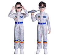Costumi di Carnevale per Bambini - Costume da Astronauta del Futuro per Bambini Travestimento Spaziale Gioco di Finzione Festa Spettacolo (Silver 150)