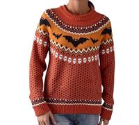 Costumi di Halloween 2025 Donne Adulte Donne Casual Stampa Leopardata Pullover Maglioni Manica Lunga Girocollo Top Bambino Pullover Maglione, Rosso, XXS