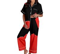 Costumi di Halloween 2025 Donne Adulti Mappa delle Donne Siciliane Pigiama Pantaloni Pantaloni Pantaloni Pigiameria Pigiami Indumenti Da Notte Accappatoio E Pantofole per Ragazze, Rosso, M