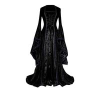 Costumi di Halloween da donna Costume medievale rinascimentale in velluto irlandese vintage vittoriano costumi da strega gotica abito di Halloween perfetto per eventi in maschera, Nero , L