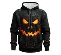 Costumi di Halloween da uomo con cappuccio con faccia di zucca con tasca felpe spaventose con cappuccio a maniche lunghe pullover top camicie, Nero , 4XL