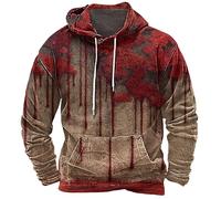 Costumi di Halloween da uomo con cappuccio insanguinata con tasca felpe con grafica 3D con cappuccio a maniche lunghe pullover top camicie, cachi, L