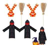 Costumi Di Halloween Per Bambole 2 Pezzi Tuniche Con Scopa E Sciarpa | Costume Bambola 30 cm Bambini Feste di Compleanno Carnevale Attività Scuola 'Infanzia Eventi e