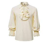 Costumi di Halloween per gli uomini Camicia da pirata Rinascimento Costume Ruffle Vampiro Poeta Gotico Camicie Medievali Top 2025, cachi, L