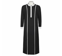 Costumi di Halloween per gli uomini Clero Cassock Chiesa Ministro Veste Vestimento Pastore Musulmano Islamico Cerniera Abbigliamento Lungo, Nero, Large