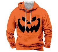 Costumi di Halloween per gli uomini con stampa del viso di zucca felpe con cappuccio con tasca camicie a maniche lunghe pullover top casual felpe, Orange4., S