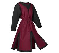 Costumi di Halloween per gli uomini Costume Cosplay Uomo Cavaliere Medievale Tunica Cavaliere Tabard Abito medievale Rinascimento LARP, Z01-vino, L